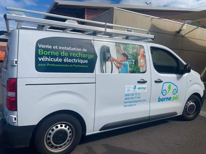Pose de borne de recharge par un professionnel à La Réunion